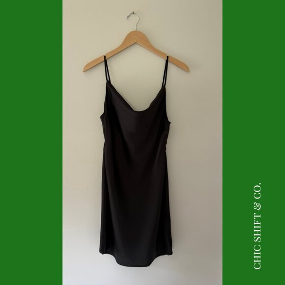 Urban Outfitters | Mallory Dress | Black Satin | Cowl Neck | S - Picture 1 of 5
